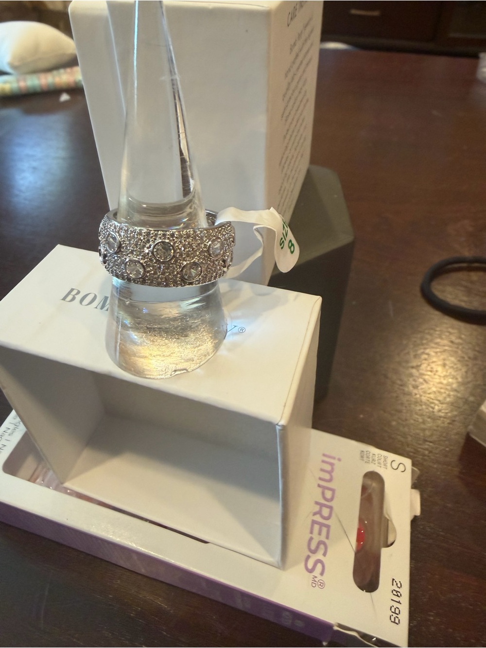 Pave CZ Rhodium Band - Picture 2 of 3